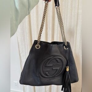 Gucci Soho Medium Black Double Leather Chain Shoulder Bag
